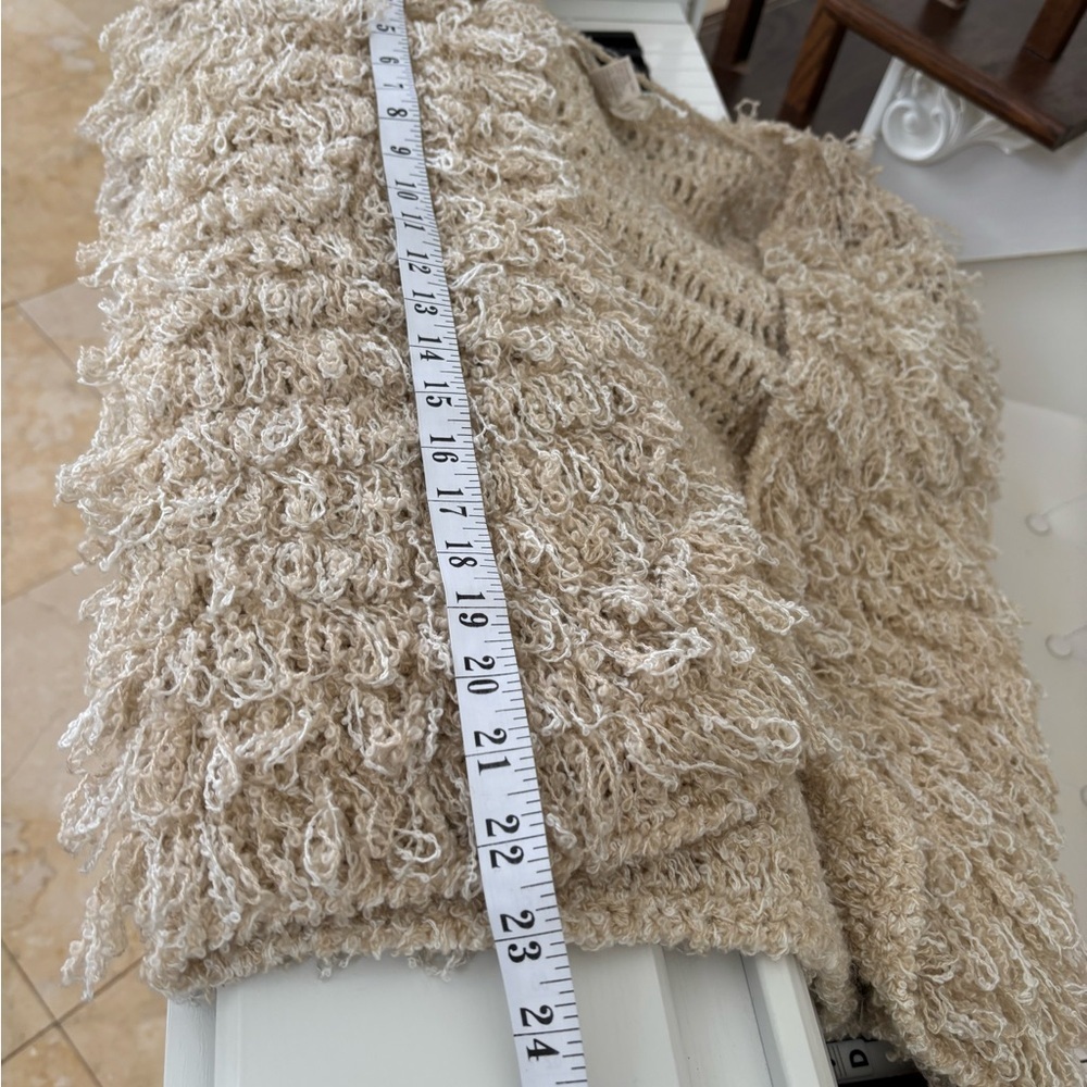 Beige Textured Fringe Open Front Jacket - Picture 10 of 10